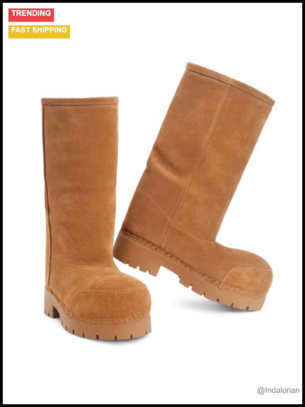 Faux Suede Platform Snow Boots Fuzzy Fur Lined Knee High Winter Boots